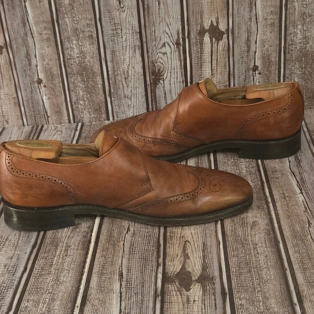 9 UK/ 10 US Mens Charles Tyrwhitt Monk Strap Tan Leather Wingtip Brogue Shoes